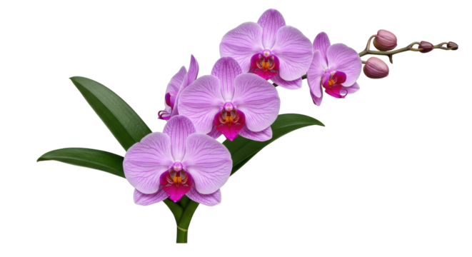 Elegant pink orchid flowers isolated PNG, delicate floral arrangement for wedding invitations and botanical designs