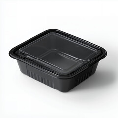 Black Plastic Food Container With Transparent Lid