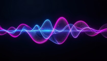 Stunning neon waves flowing with vibrant energy, perfect for modern technology, music visuals, or futuristic designs with a high-tech feel and dynamic movement