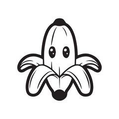 Simple Symmetrical Banana Line Art Design. 