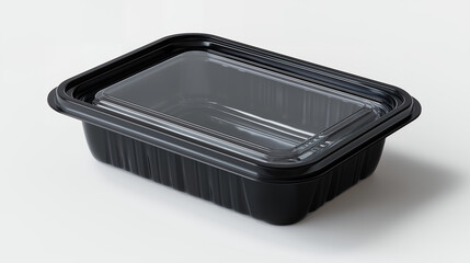 Black Plastic Food Container With Transparent Lid