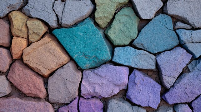 Colorful stones form a captivating collage on the ground, showcasing various hues in a natural location - Powered by Adobe
