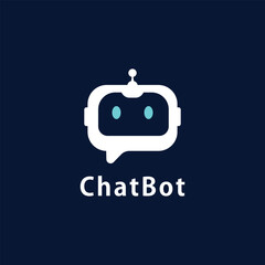 Chatbot or chatbot logo. Artificial Intelligence business identity concept. Virtual smart assistant bot icon. Customer support chatbot.