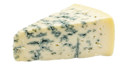 Wedge of blue cheese isolated on transparent background, creamy dairy product with mold for gourmet food and culinary use
