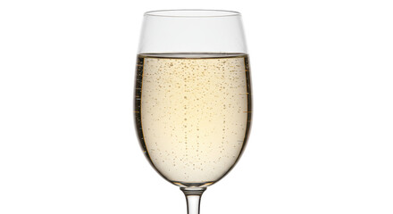 Elegant champagne flute with golden bubbles isolated, celebratory drink for special occasions and festive events