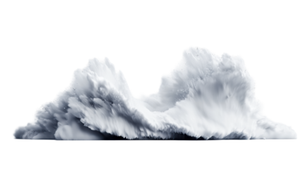 Avalanche in Motion with Flying Snow Particles on Transparent Background