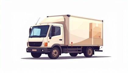 A vector drawing of a delivery truck with package flat logistics style isolated on white background
