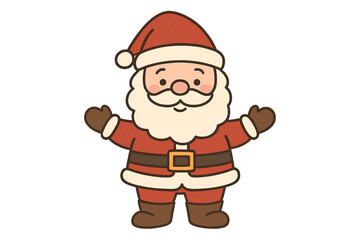 Cute Santa Claus character cartoon illustration. Vector graphic for Christmas holiday. Friendly Saint Nicholas isolated on white background. Happy winter season celebration design.