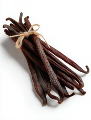 Dried Vanilla Beans On White Background