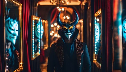 Mysterious masked figure in ornate setting