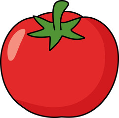 Cartoon Illustration of Ripe Red Tomato