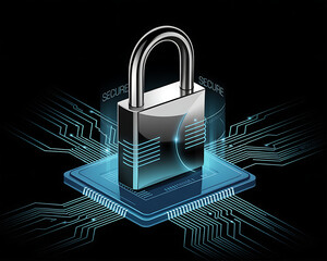 lock on binary code background