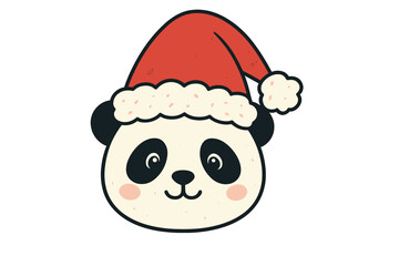 Dear Santa, I did try. Funny Christmas quote with cute panda face in Santa's hat. Adorable kawaii cartoon animal for holiday greeting cards, posters, and t-shirt prints. Vector