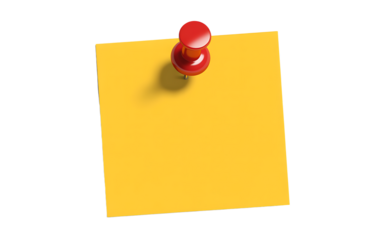 Yellow sticky note isolated on transparent background