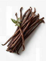 Dried Vanilla Beans On White Background
