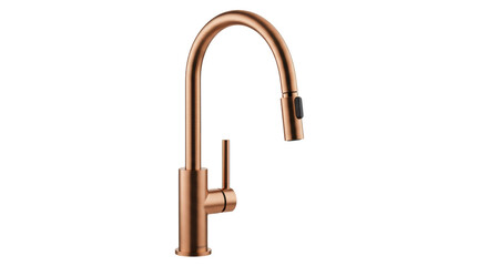 Copper kitchen faucet isolated on transparent background, modern fixture for sink and plumbing PNG