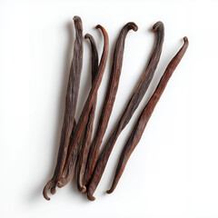 Dried Vanilla Beans On White Background