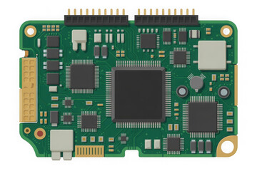 Electronic Circuit Board Displaying Complex Integrated Components white background png