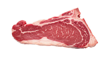Raw ribeye steak isolated on transparent background, fresh marbled beef cut for grilling and cooking, uncooked meat portion