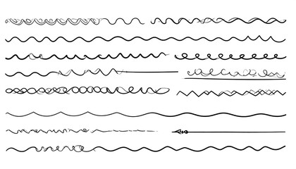 Collection of hand-drawn wavy lines