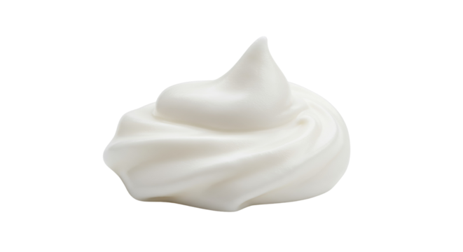 Swirl of whipped cream isolated PNG, creamy topping for desserts and beverages on transparent background - Powered by Adobe