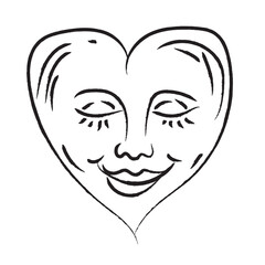 smiling Heart face isolated on white background