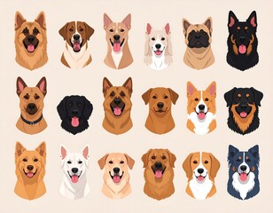 Collection of happy dog portraits