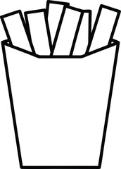 Simple Line Art Icon of French Fries in a Red Paper Container