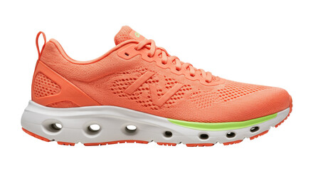 Vibrant coral running shoe isolated, athletic footwear for fitness training and active lifestyle on a clean backdrop