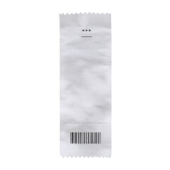 Retail Receipt with Asterisks and Barcode on Textured Paper shopping purchase isolated on a...
