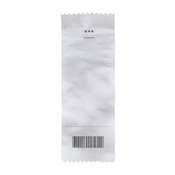 Retail Receipt with Asterisks and Barcode on Textured Paper shopping purchase isolated on a transparent background