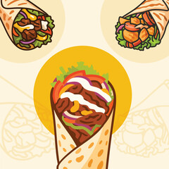 Delicious Shawarma Wraps with Fresh Ingredients Banner