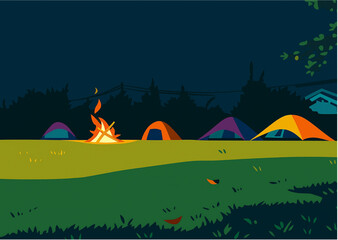 camping in the night on mountain