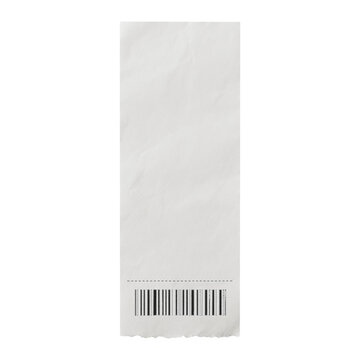Retail Receipt with Barcode and Torn Bottom Edge shopping purchase isolated on a transparent background