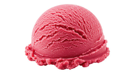 Raspberry ice cream scoop isolated PNG, refreshing summer dessert on transparent background for food and beverage designs