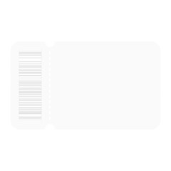 Horizontal White Ticket With Barcode On Left Side Keywords: ticket, receipt, barcode, white, blank, empty, paper, coupon, stub isolated on a transparent background