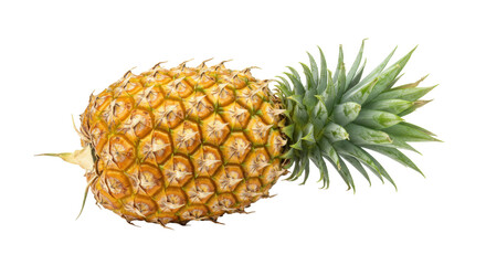 Ripe pineapple fruit isolated on transparent background, tropical fruit PNG for healthy eating and summer designs