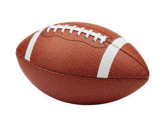 American football isolated on transparent background, brown leather ball with white stripes for sports equipment and game day
