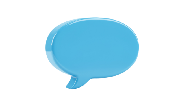 Light blue speech bubble PNG isolated on transparent background, communication and social media concept