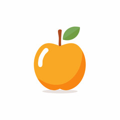 Vibrant cartoon illustration of an orange fruit with a green leaf, minimalist design.