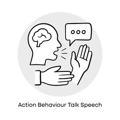 Action Behaviour Talk Speech Hand Drawn Icon | Human Communication and Psychology