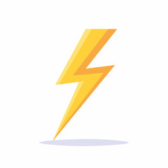 Yellow lightning bolt symbol with soft shadow, energy, power, and electric concept.