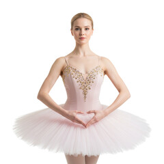Fototapeta premium Elegant ballerina gracefully poses, showcasing her artistry against a transparent setting