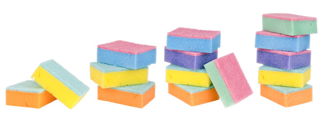 Naklejka premium set sponge for washing dishes isolated on white background