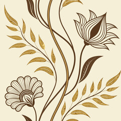 Floral Pattern: An elegant seamless floral pattern, with intricate details of flowers and leaves. This artwork evokes the essence of nature's beauty and a touch of sophistication.