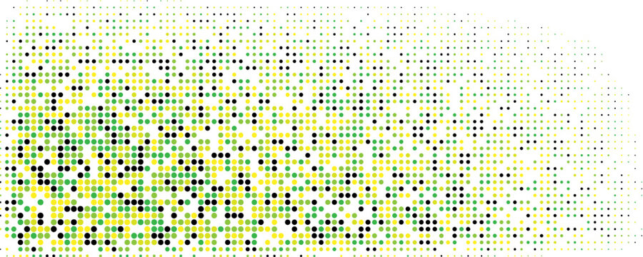 Retro-inspired background texture composed of small, brightly colored circular pixels or dots. vector illustration