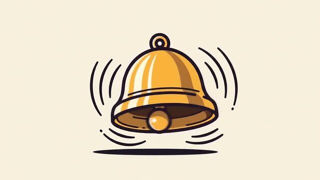 Golden Bell Illustration on Beige Background - A Simple and Elegant Design.