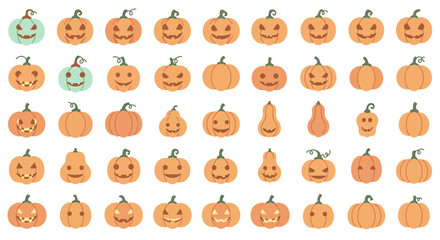 Obraz premium Diverse Halloween Pumpkins A Collection of Festive and Spooky Jack-o'-Lanterns