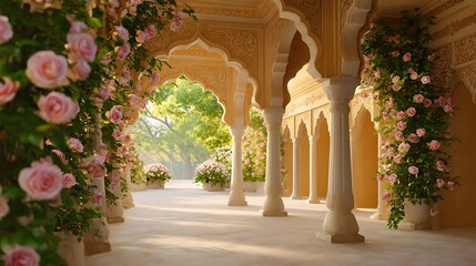 Fototapeta premium Empty Courtyard of an Ancient Castle or Palace