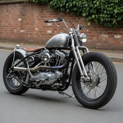 Fototapeta premium Custom Harley Davidson Chopper Motorcycle on Urban Street.